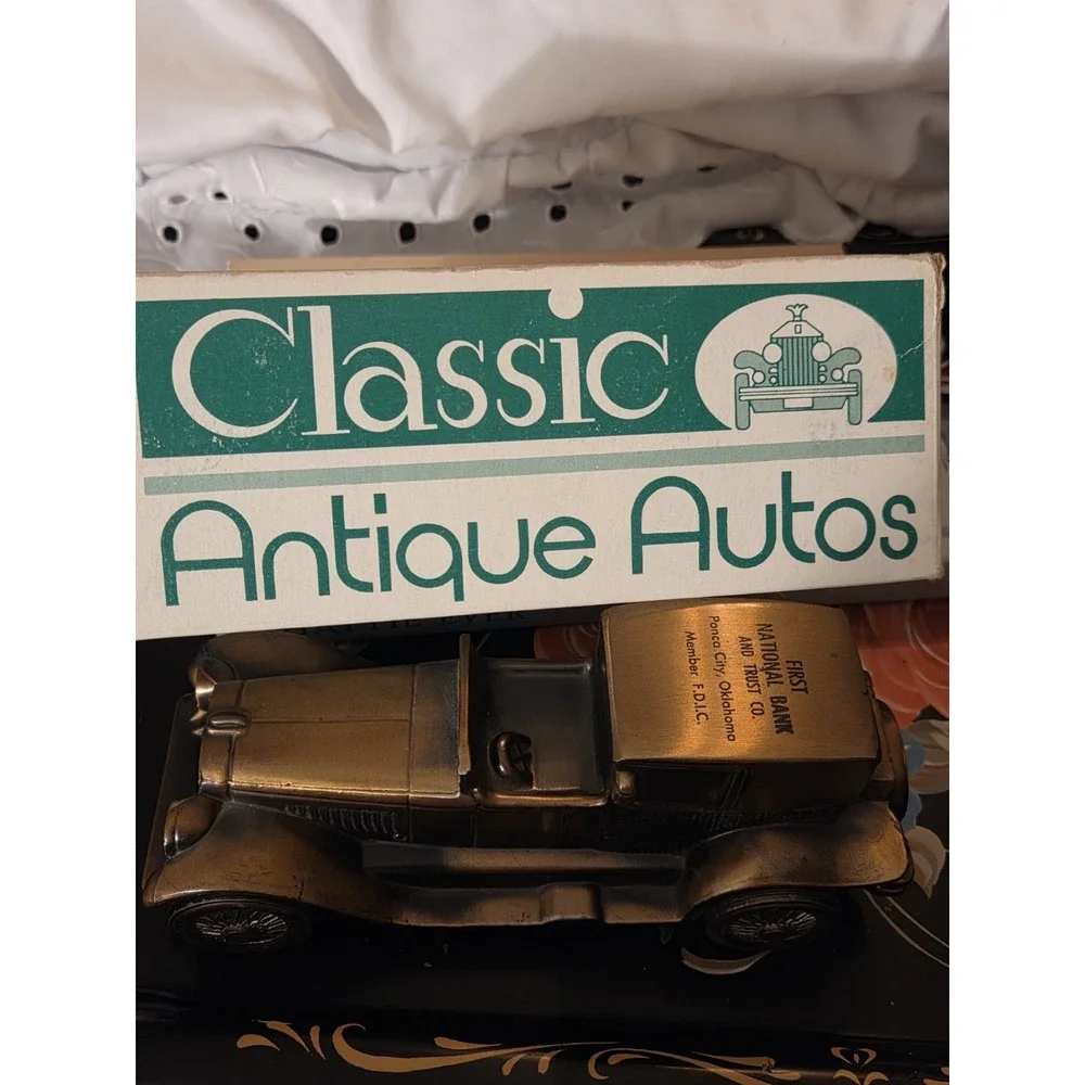 1927 Lincoln Brougham Coin Bank Antique Autos Original Box Vintage